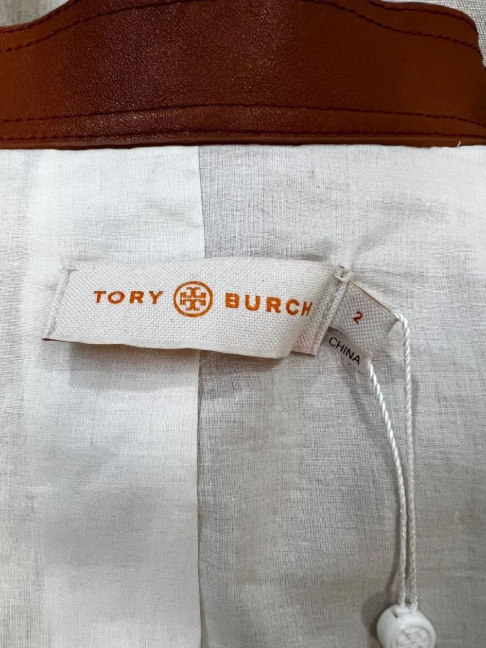 TORY BURCH Camden Linen Cotton Leather Safari Jacket Sz 2 $595 NWT